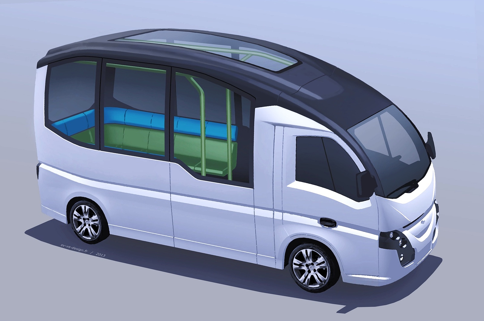 Le Colibus, véhicule électrique à grande surface vitrée