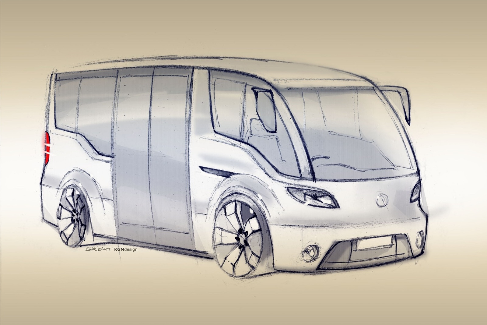 Esquisse de style d'un minibus, datée de juillet 2015